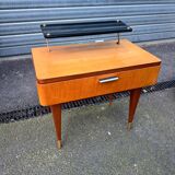 Vintage 1950s varnished glass shelf bedside table.
