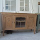 Console, shallow art deco sideboard in raw wood.
