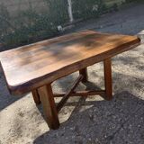 Brutalist coffee table from the 1960s in solid wood.