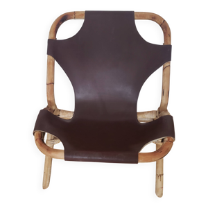 fauteuil en bambou  cuir