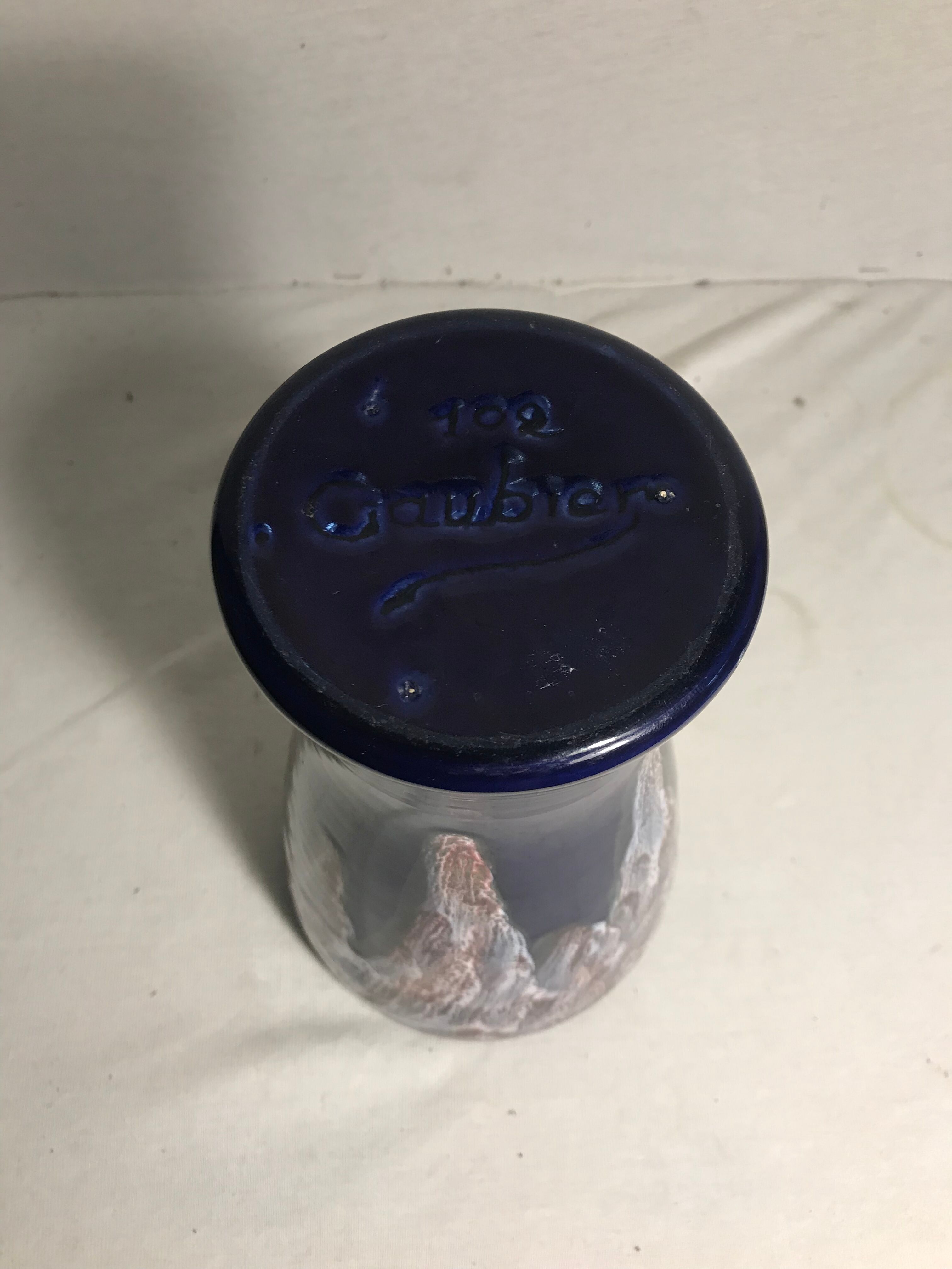 Ancien vase gaubier céramique multicolore années 70 vintage