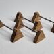 Set of four vintage metal and wood knife holders