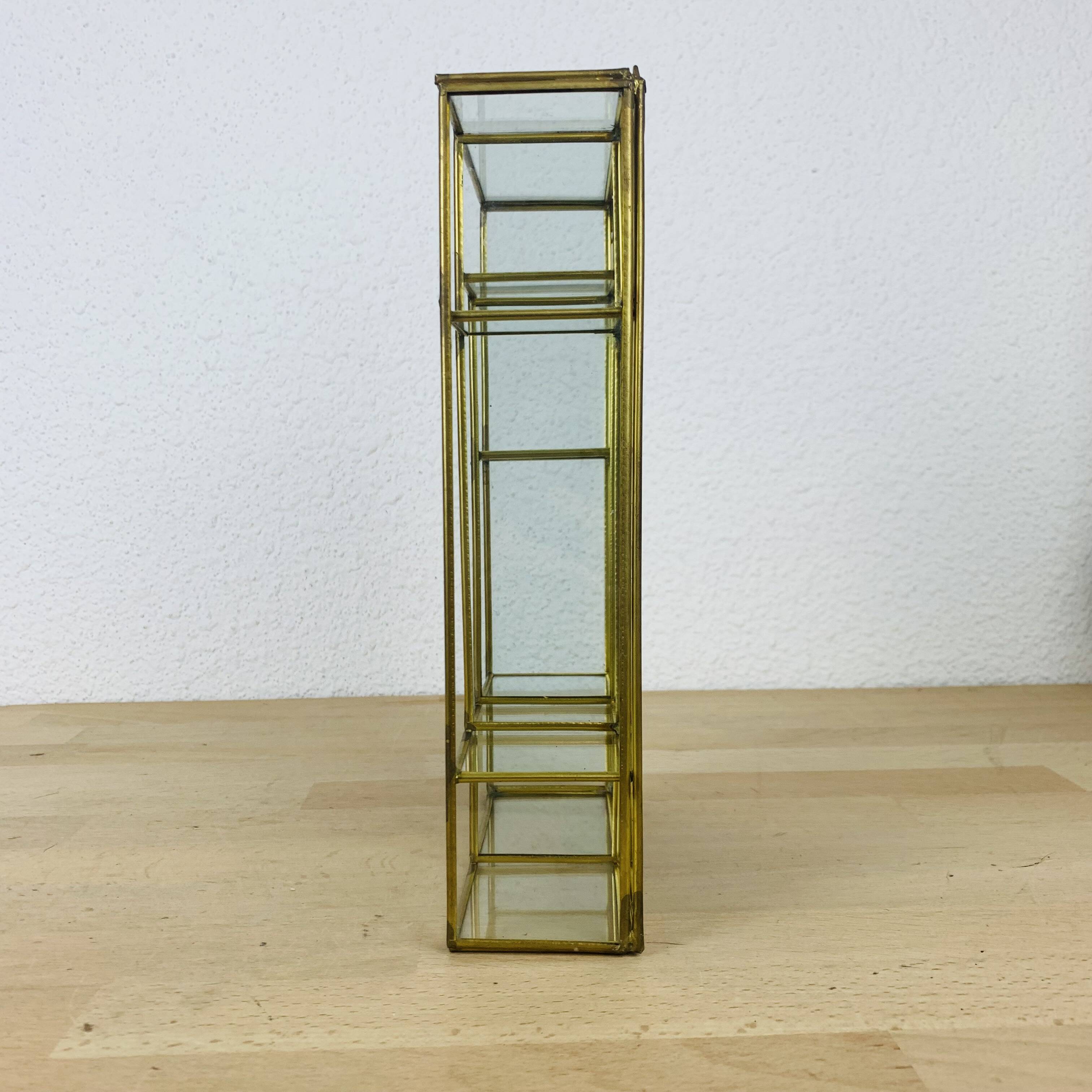 Miniature brass glass display case, shelf