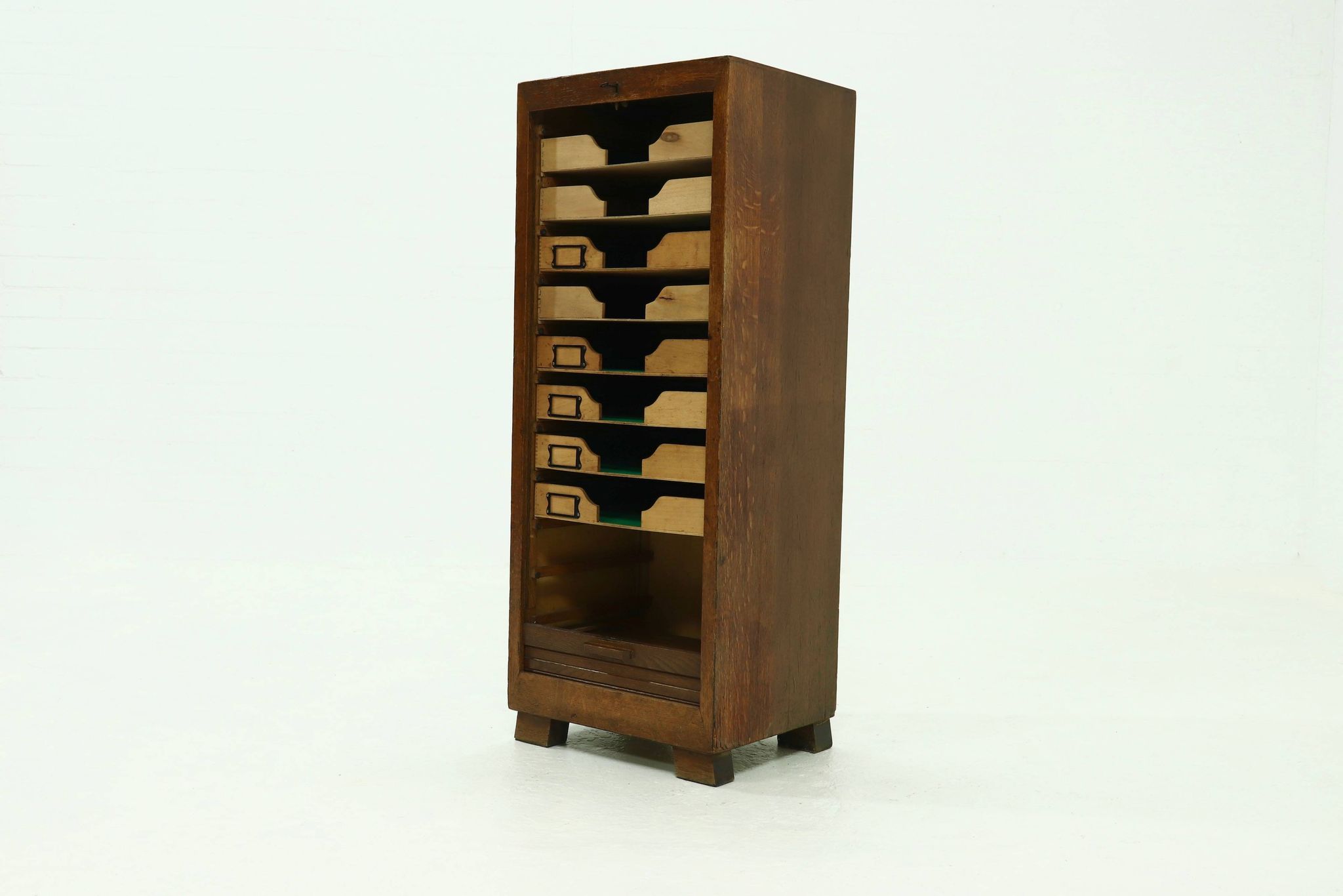 Amsterdam School Art Deco Tambour Door Cabinet 1920s