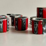 6 vintage luc vallauris art ceramic cups and saucers