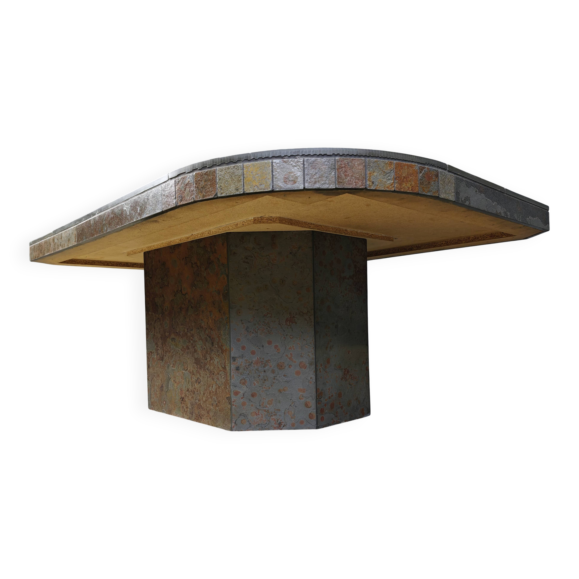 Brutalist slate stone coffee table, 1980s