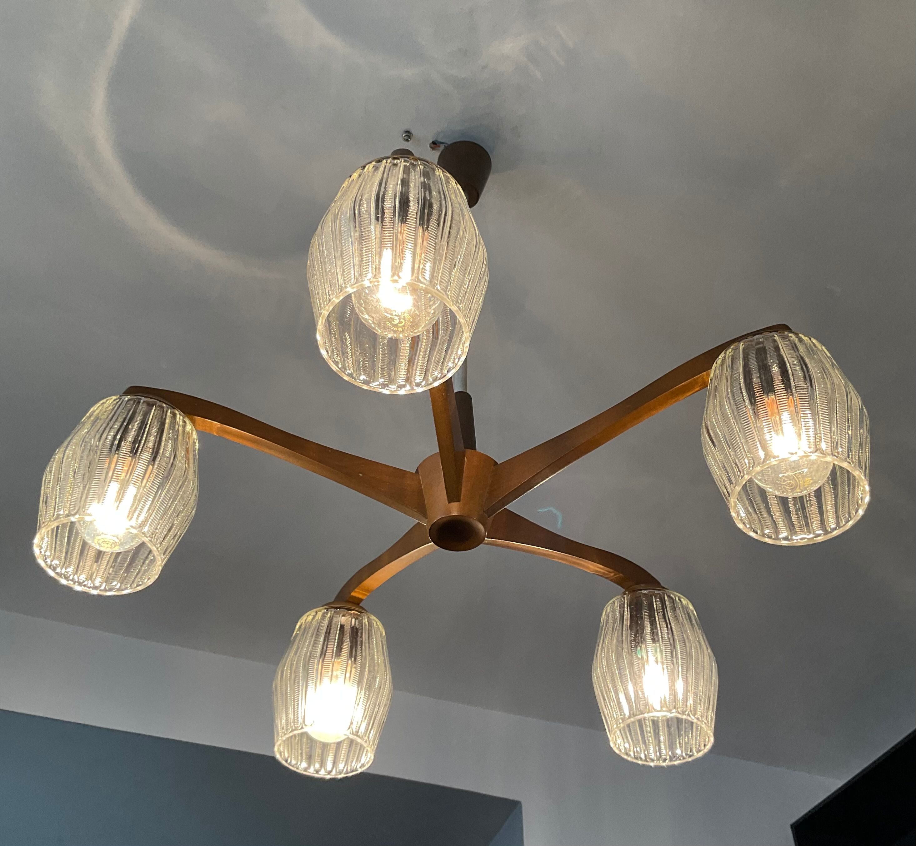 Scandinavian teak chandelier from the 60s and 70s