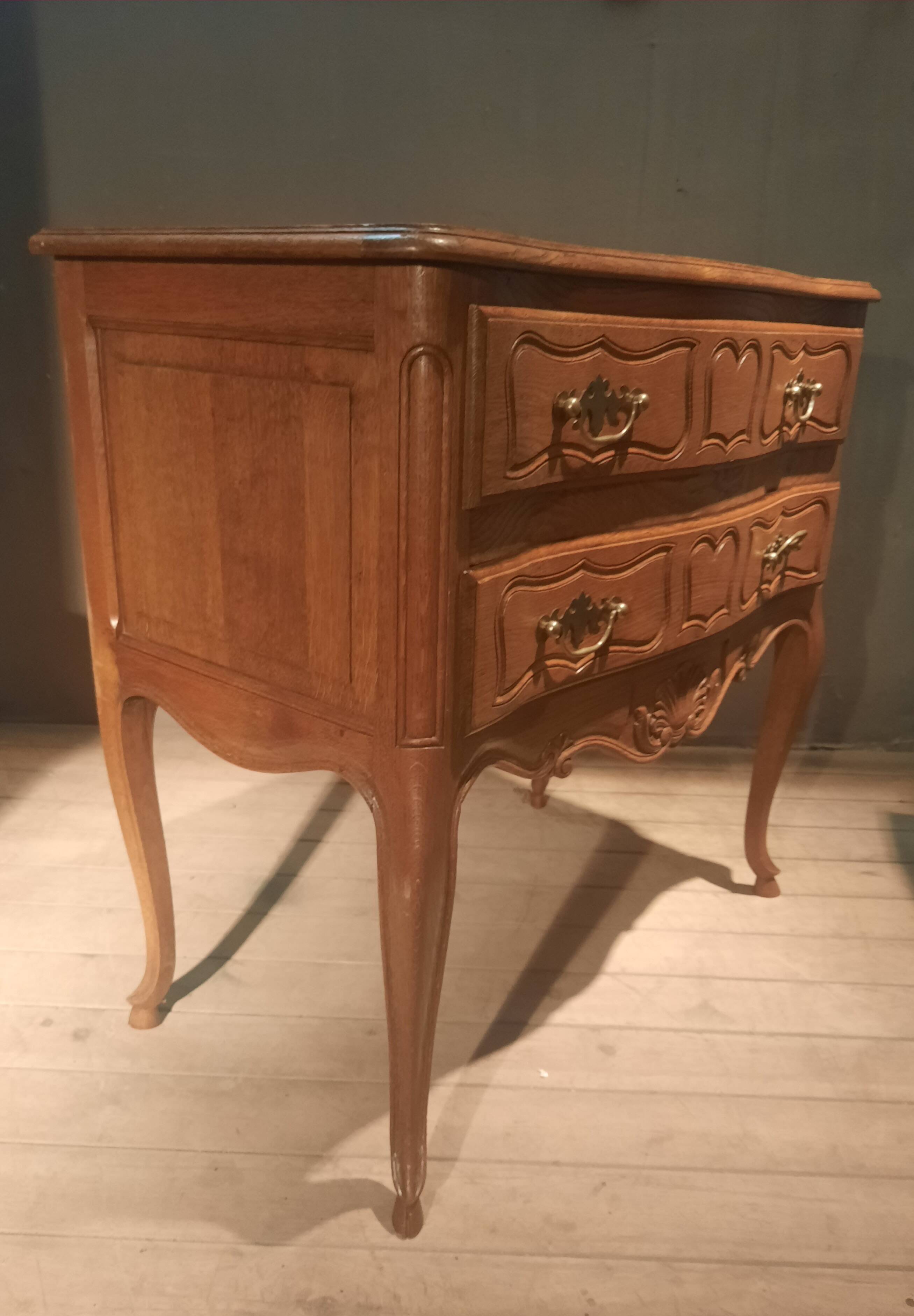 Louis XV style solid oak chest of drawers