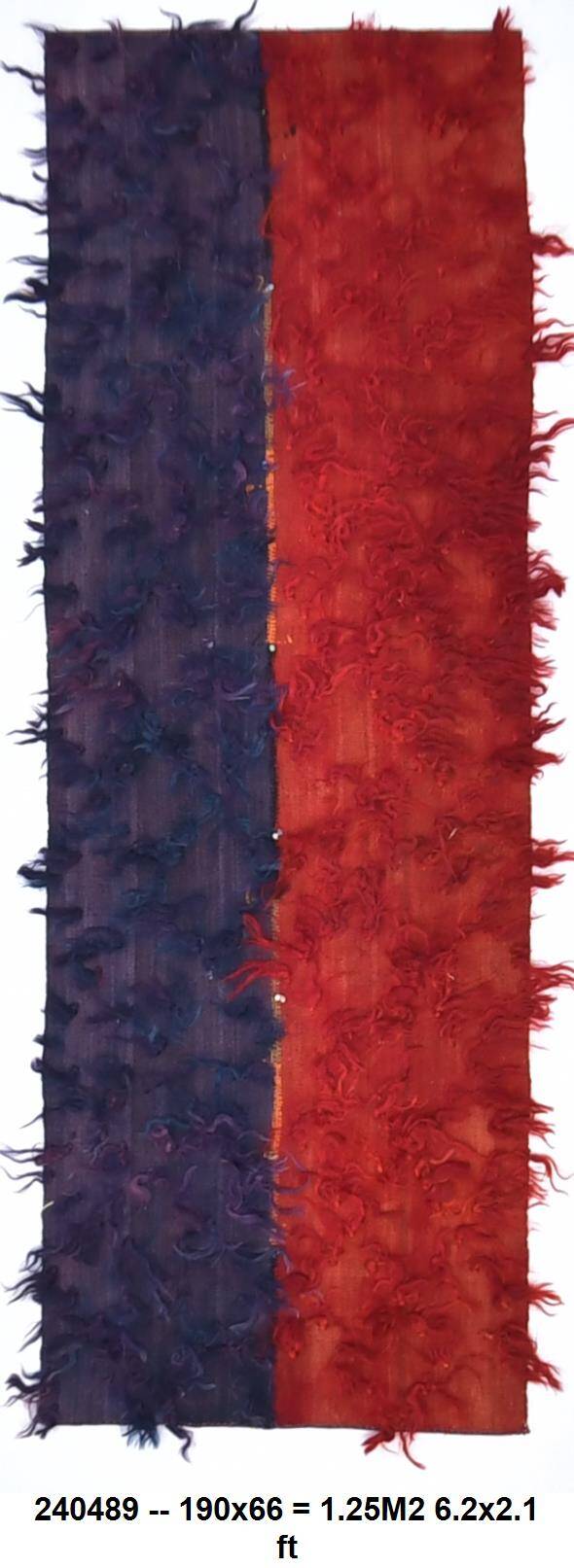 2x6 Red Blue Wool Vintage Runner Rug, 66x190Cm SK 240489