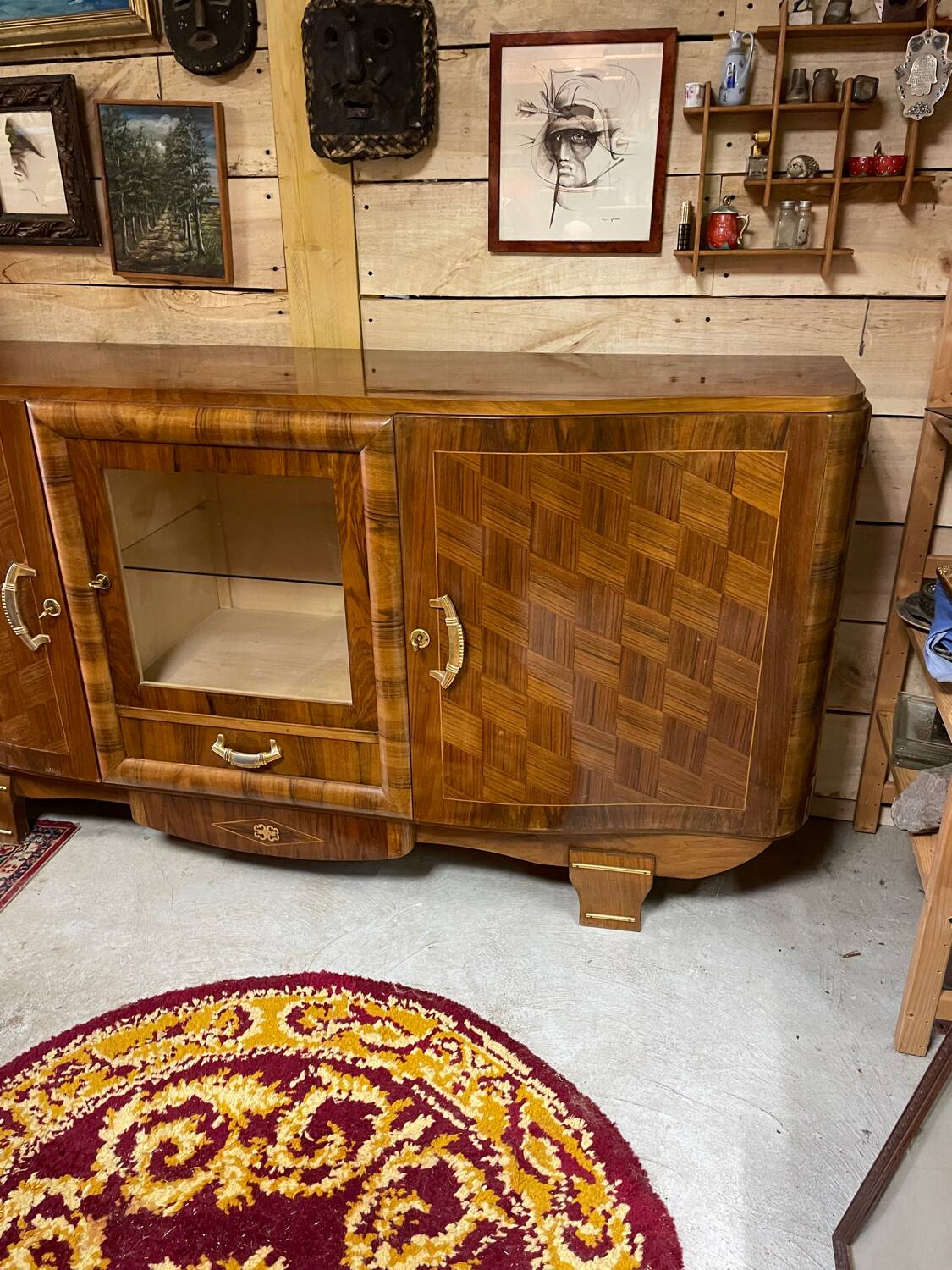 Art Deco sideboard buffet, walnut veneer, 30/40 mm thick
