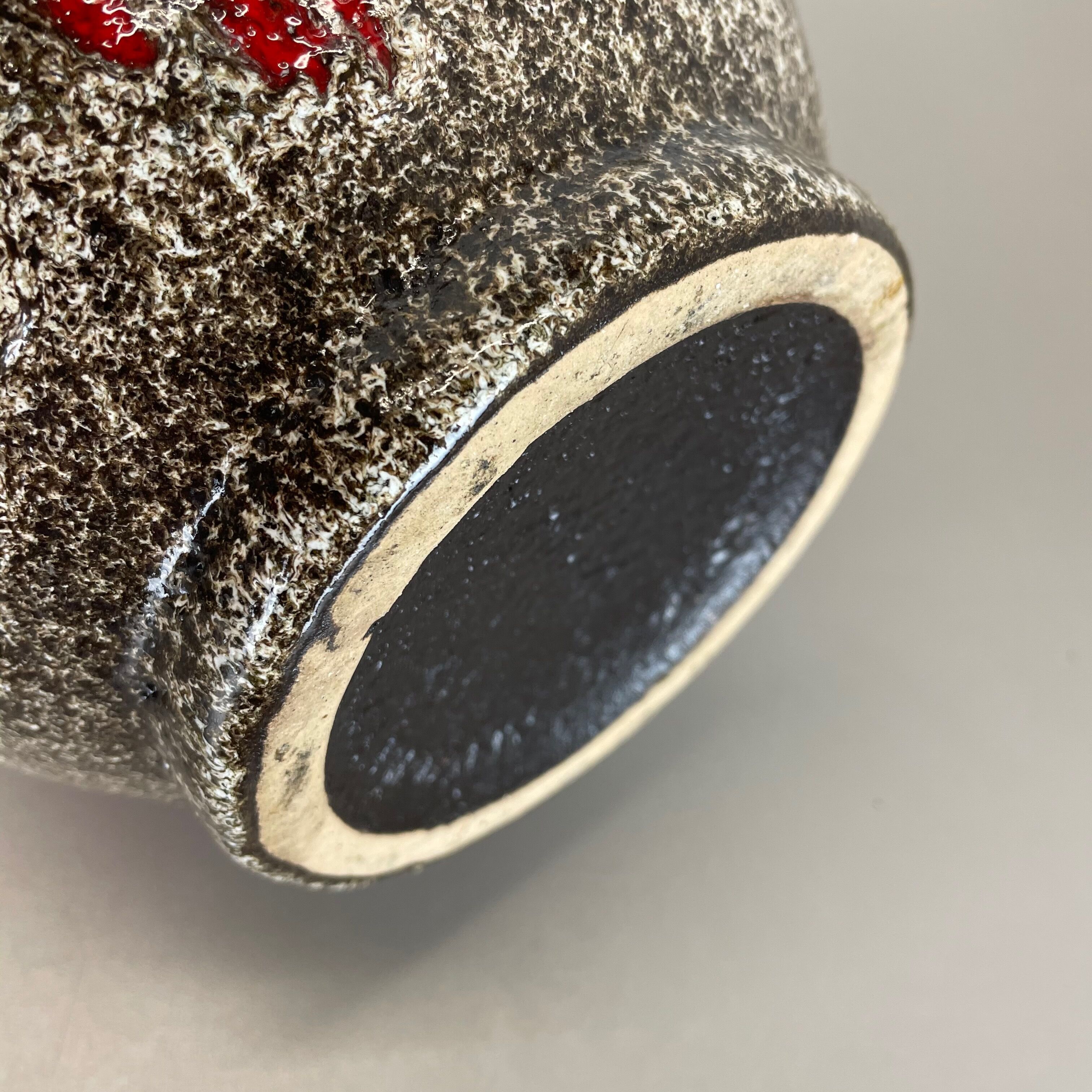 Zig Zag Pottery Fat Lava Vase Made by Scheurich, Germany, 1970s