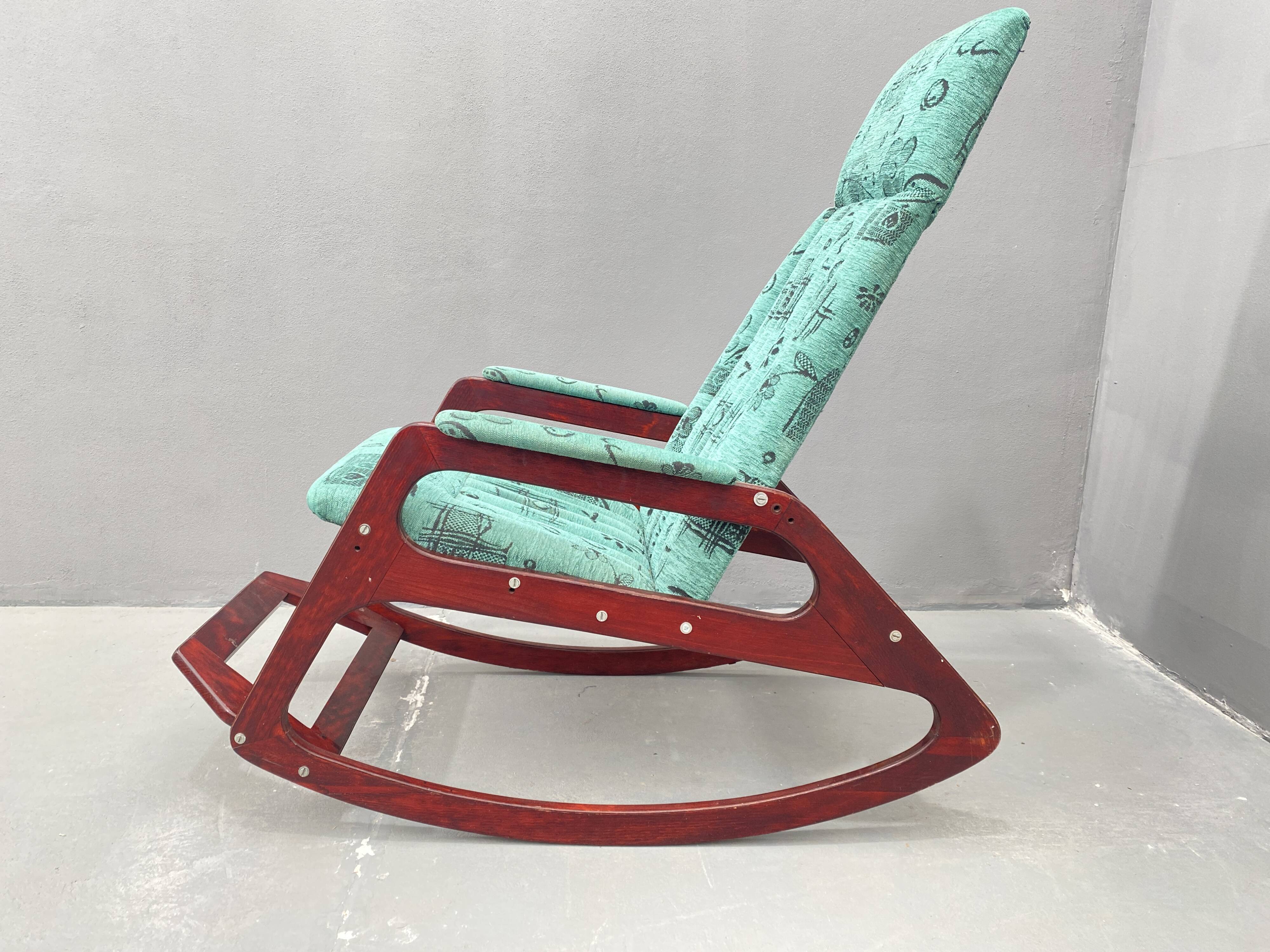 ÚLUV Wooden Rocking Chair – Czechoslovakia, 1970s, Original Very Good Condi