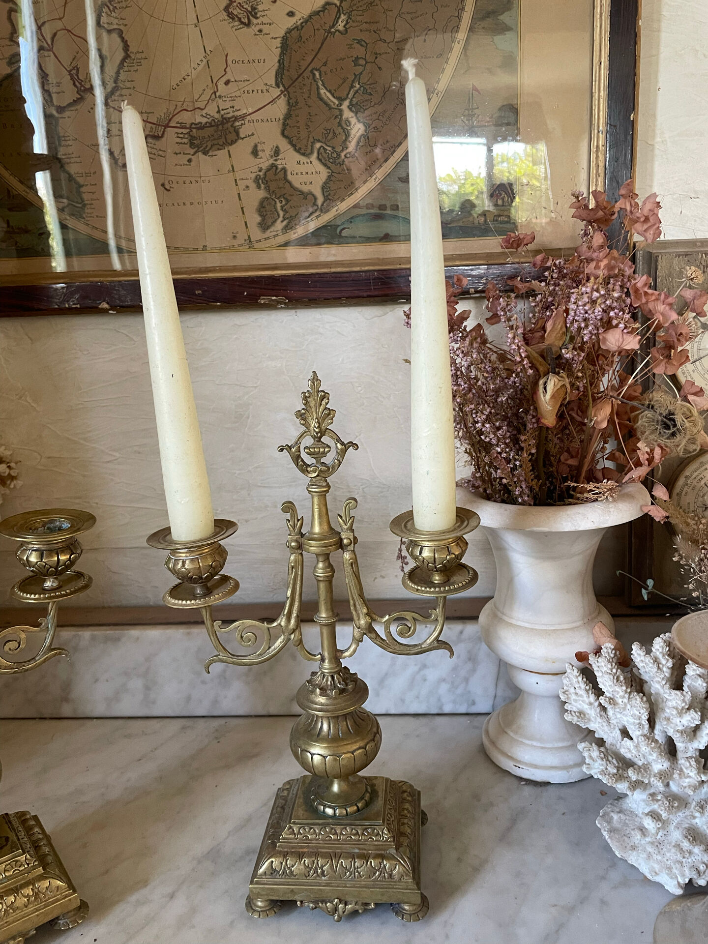 Pair of gilded bronze candlesticks in the Napoleon III style.