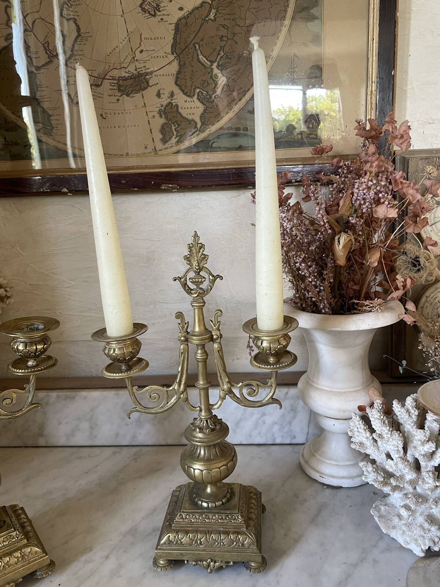 Pair of gilded bronze candlesticks in the Napoleon III style.