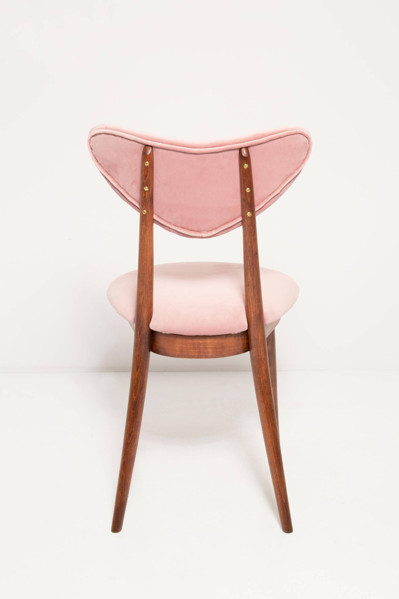 Mid-century light pink velvet heart-shaped chair, Europe, 1960s.
