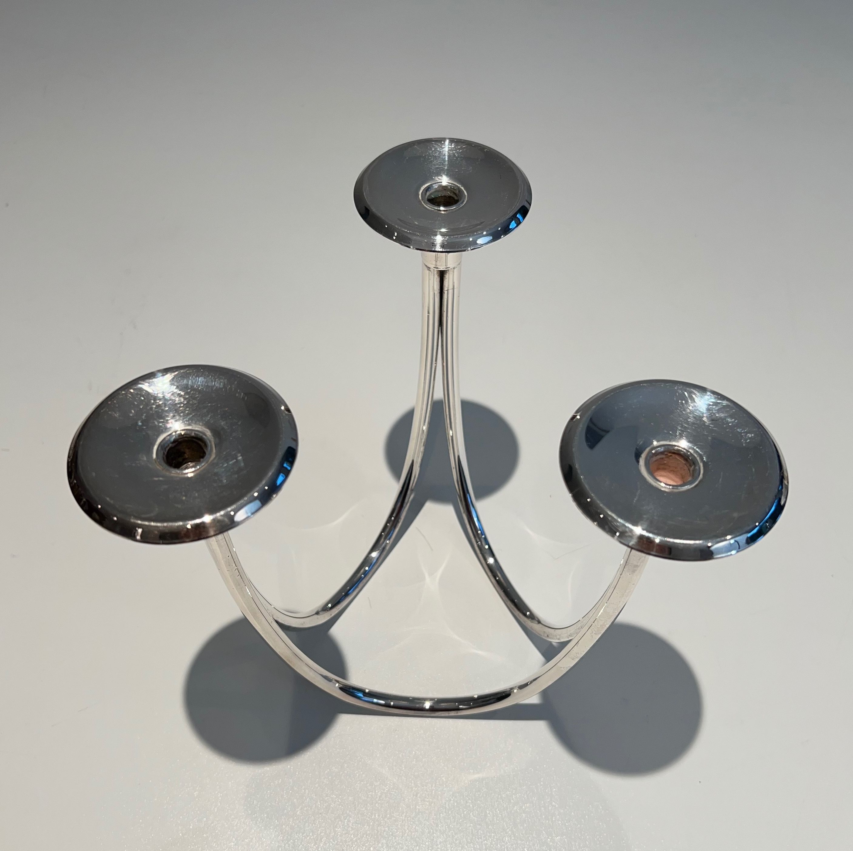 Silver-plated metal candle holder