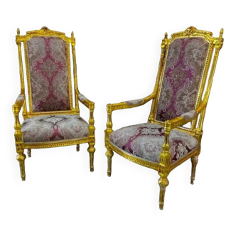 Fauteuils style Louis XV dorés