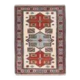1960's Vintage Turkish Milas Handmade Wool Cotton Red Blue Area Rug 130x180