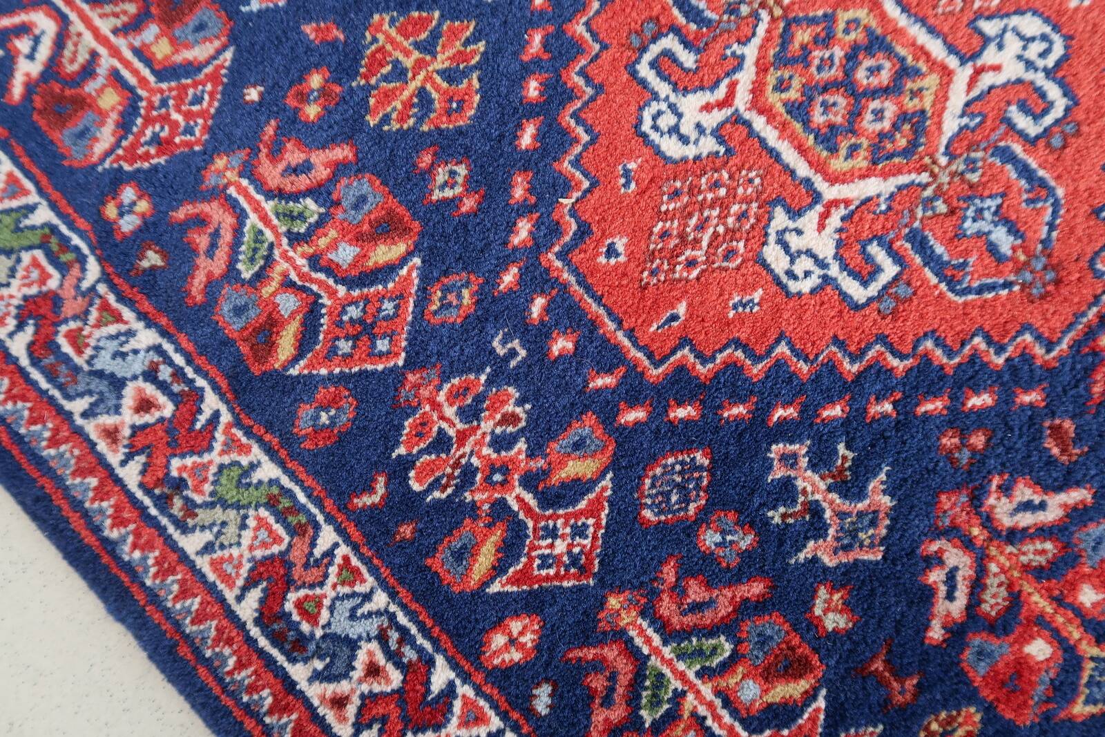 Tapis Vintage Indien Tabriz Fait Main en Laine – Années 1970 – 65 x 168 cm
