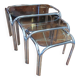 Chrome nesting table with smoked glass top from the 70s