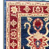 Blue Floral Hand-Knotted Runner, Traditional Wool Hallway Stair Rug 78x386
