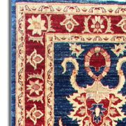 Blue Floral Hand-Knotted Runner, Traditional Wool Hallway Stair Rug 78x386