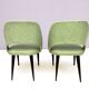 Paire de chaises d'appoint vintage en skaï vert avec pieds en bois noirci, Italie