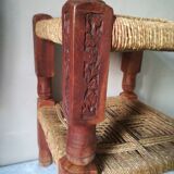 2 stools low Indian sharpoy in teak and rope