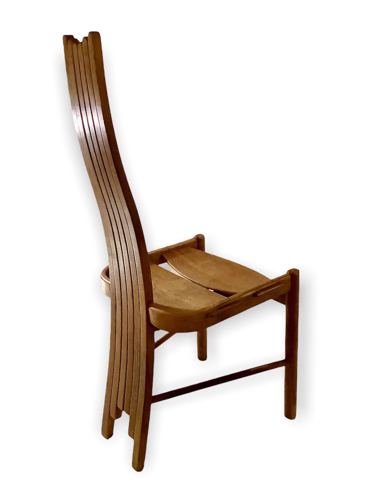 Vintage chairs in curved solid oak, c.1970, set of 4