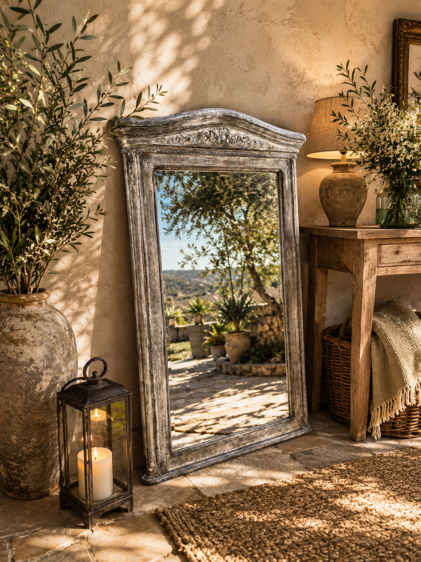 Napoleon III patinated trumeau mirror