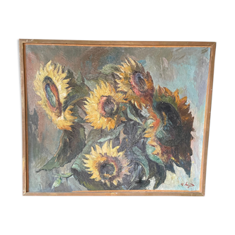 "Les tournesols ”Huile sur toile signée