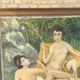 Painting on Art Deco isorel "Les Baigneuses"