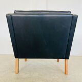 Vintage retro Danish mid-century G. Thams lounge chair in black leather