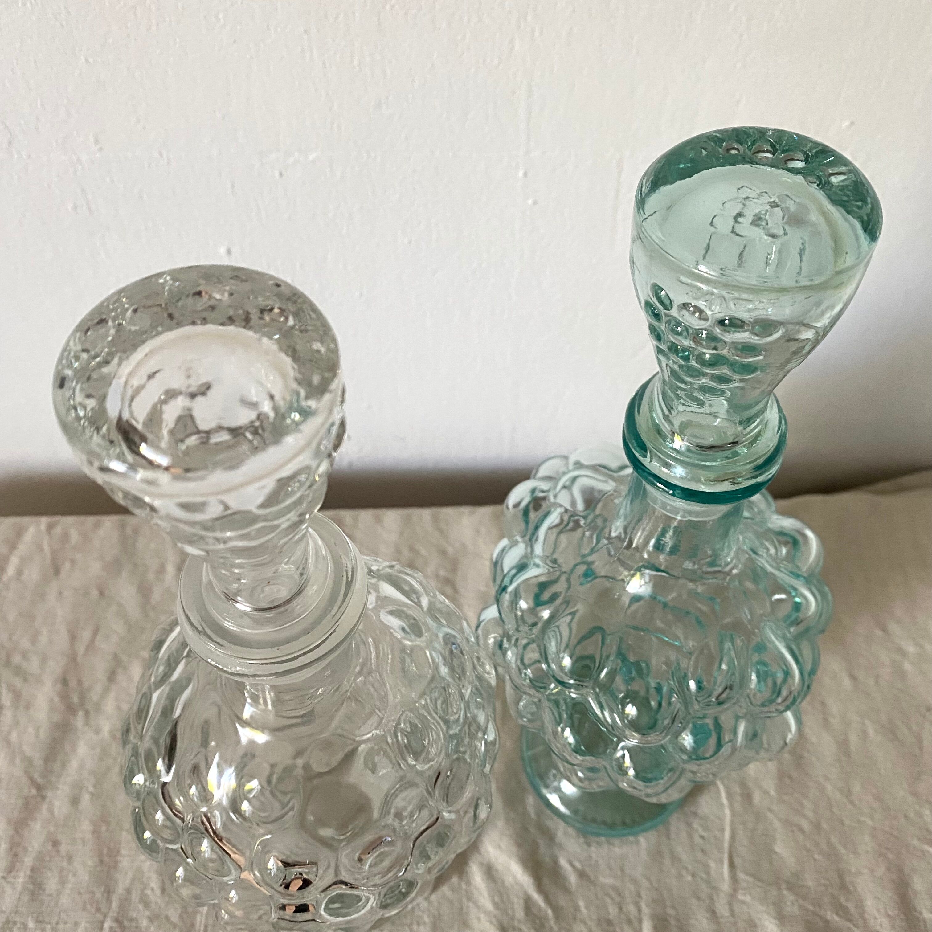 Set of 2 vintage grape glass carafes