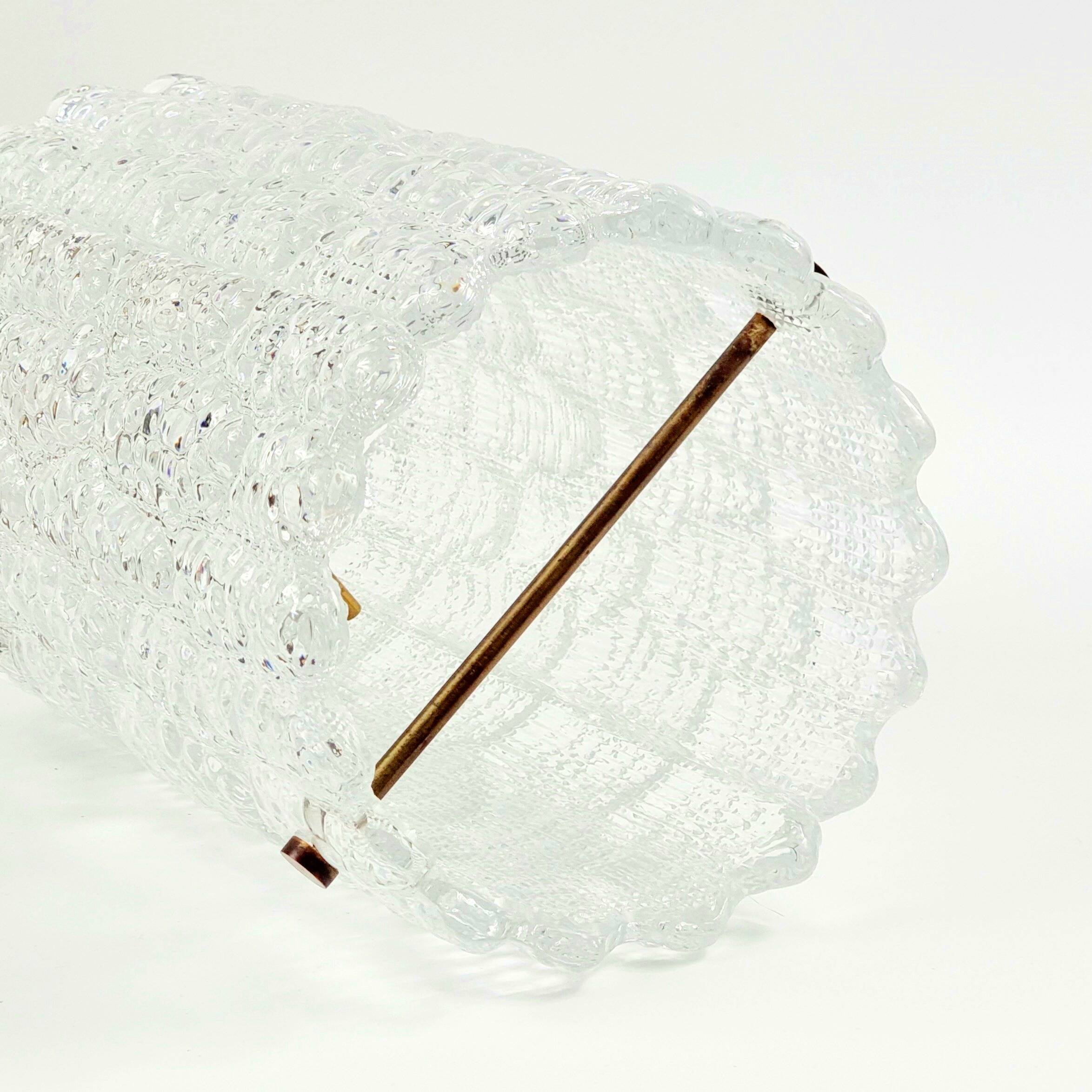 Mid-Century Scandinavian Crystal Glass & Brass Ceiling Light by C.Fagerlund