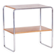 Petite table Bauhaus en chrome et chêne, tchèque, années 1930