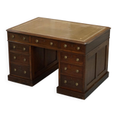 George III double-sided partner's desk in walnut circa 1780 with original handles.