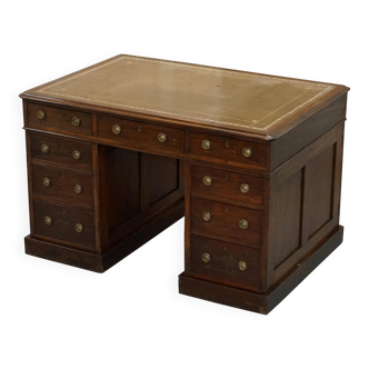George III double-sided partner's desk in walnut circa 1780 with original handles.