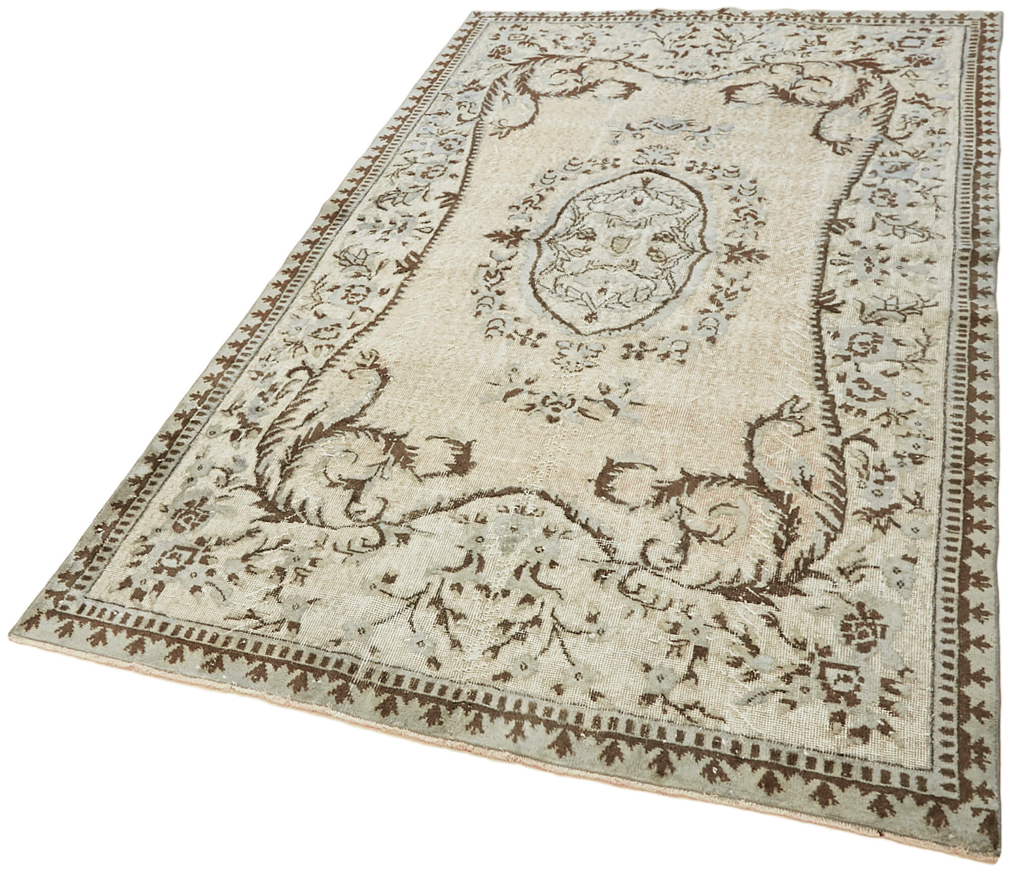 Handmade contemporary turkish 1970s 164 cm x 281 cm grey carpet