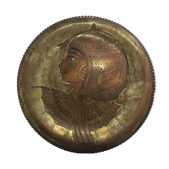 Plateau décoratif pharaonique en cuivre