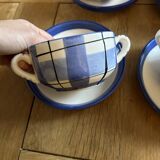 Set of 4 plaid mugs/bowls
