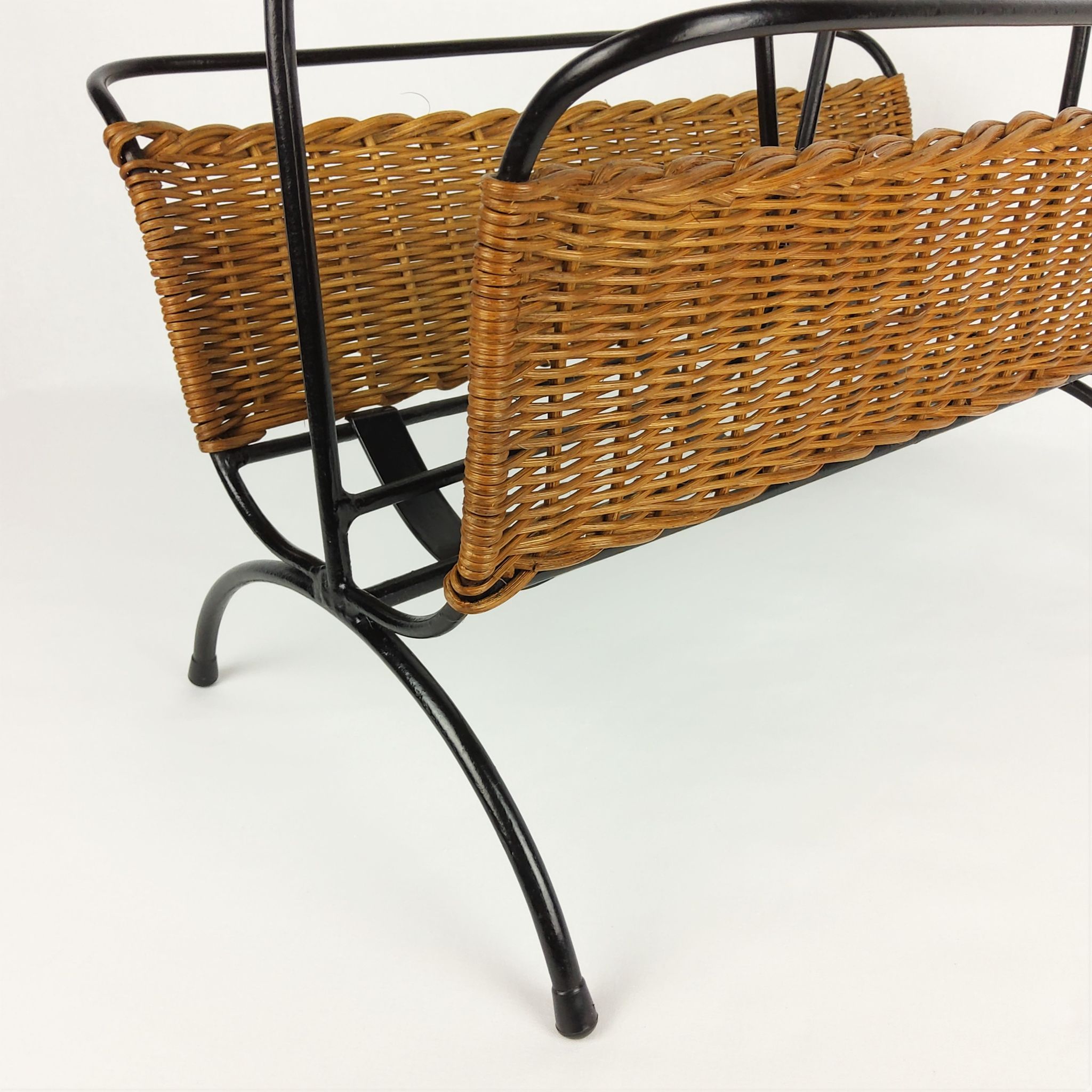 Rattan and metal magazine holder 1960