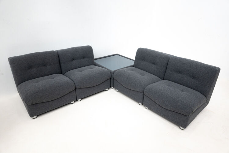 Canapé modulaire mid century en tissu gris