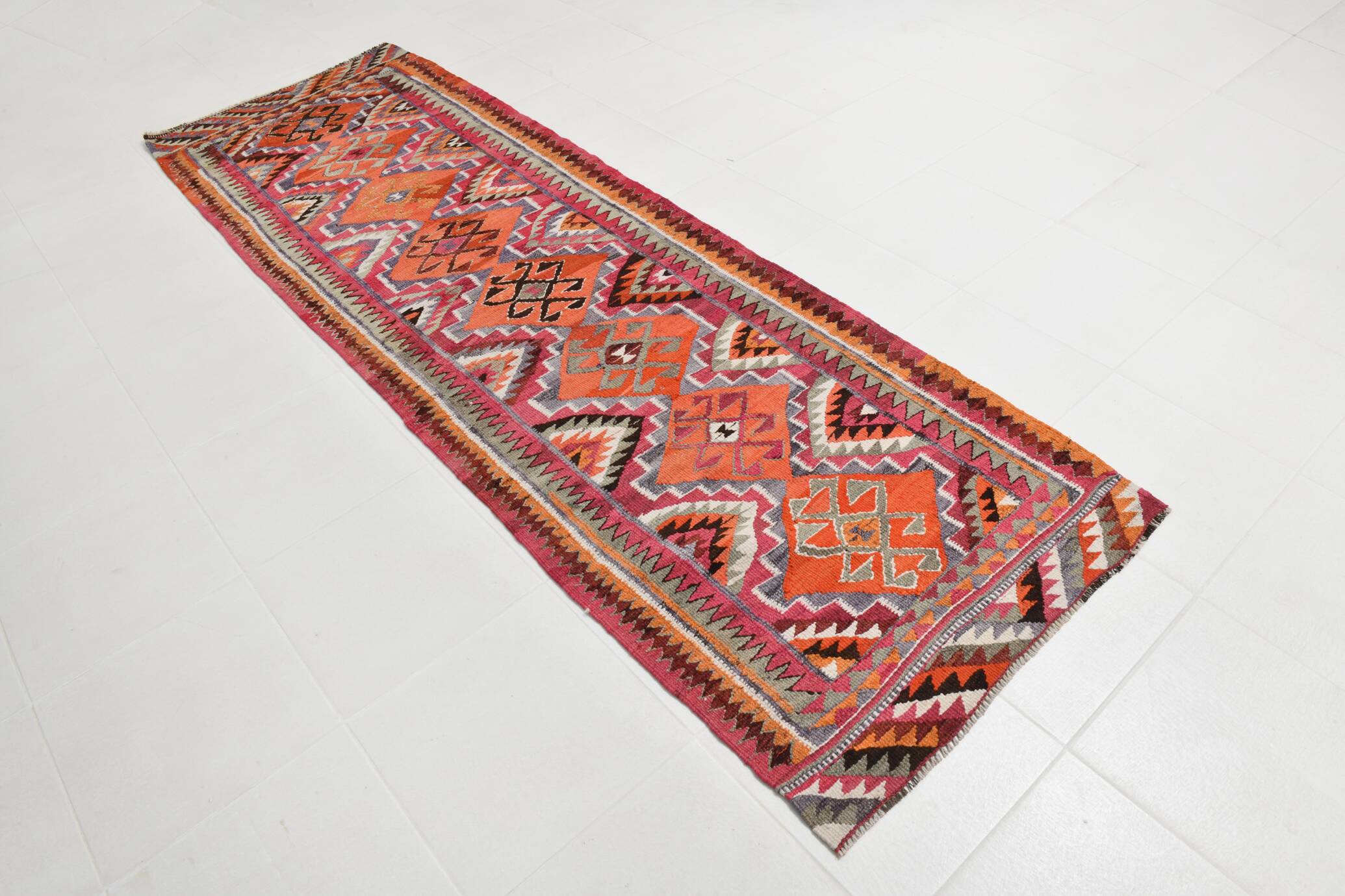 3x10 Vintage Persian Kilim Runner Rug, 97x299Cm
