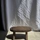Small stool or small oval side table in solid teak wabi-sabi H24 53