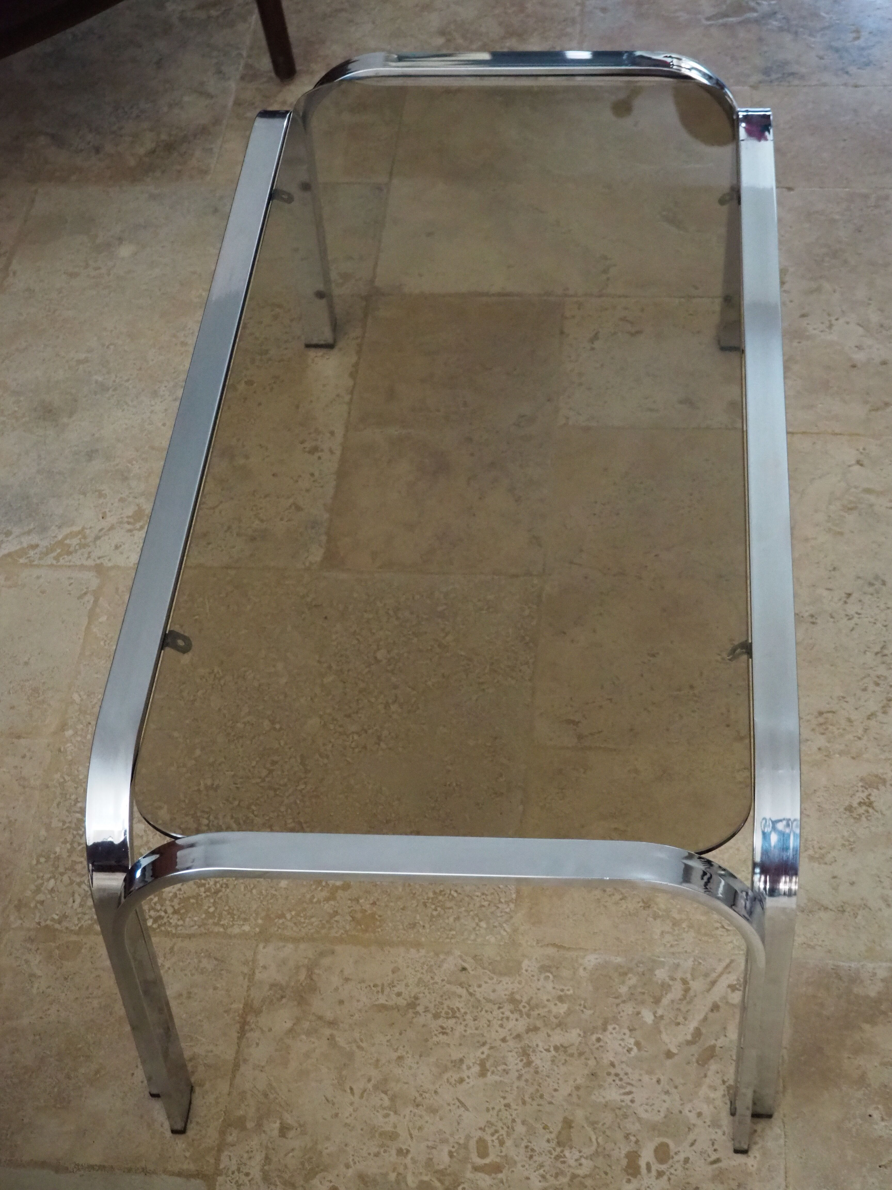 Chrome coffee table and smoked glass