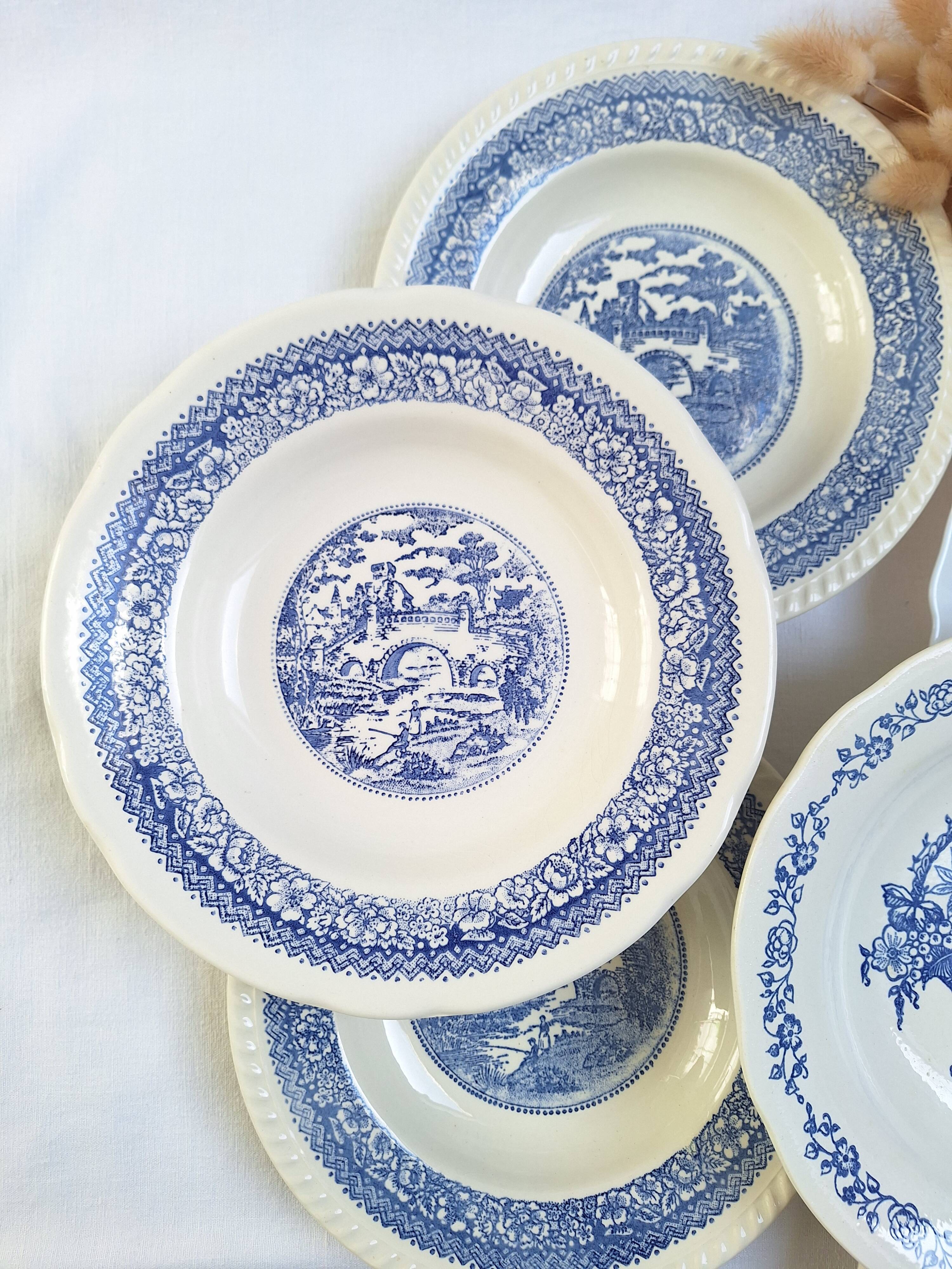 Vintage blue deep plates