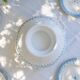 Large salad bowl from 1909 in porcelain by Oscar Shaller, blue and gold.