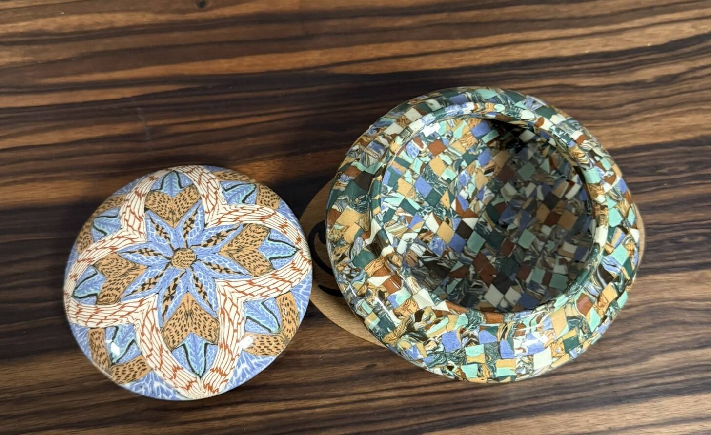 Jean Gerbino in Vallauris: micro mosaic ceramic candy box