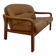 vintage camel leather and wood 2-seater sofa – 1970s